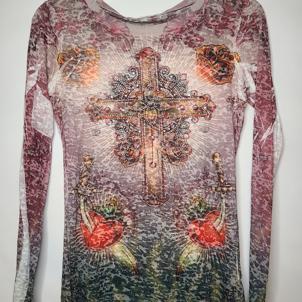 Long Sleeve  Multi Color Top with Studs